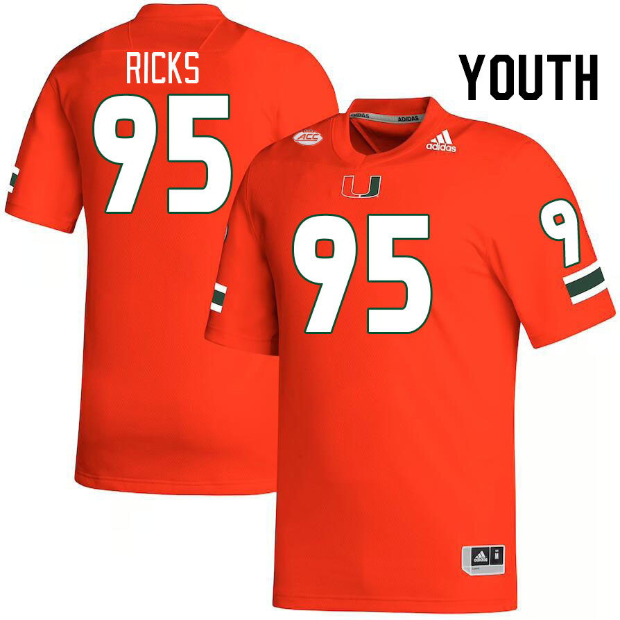 Youth #95 Cooper Ricks Miami Hurricanes College Football Jerseys Stitched-Orange